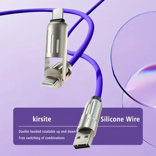 3 in 1 USBType C to Type C Cable counter Tangle RGB Luminous 120W Fast Charging Data Sync Cord Liquid Silicone Aluminum Alloy