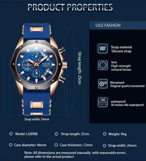 Men's Waterproof Outdoor Sports Quartz Watch — Features chronograph functionality, rugged durability, and water resistance — Suitable for sports, travel, and daily wear.