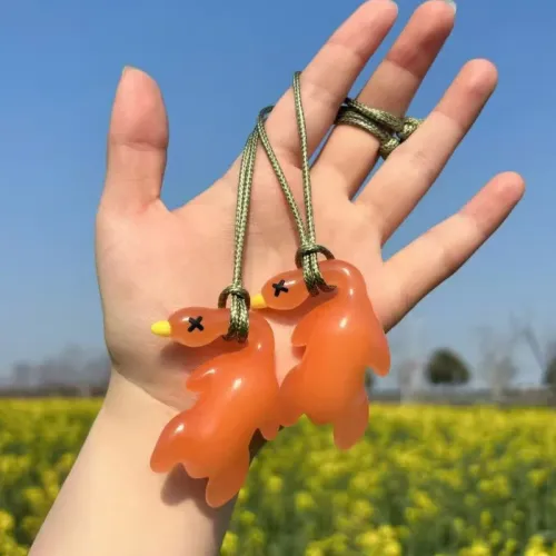 10 PCS Funny Goose Keychain Roast Duck Rope Keyring Backpack Pendant Car Hanging Accessories Ultraviolet Color Change White Key Chain