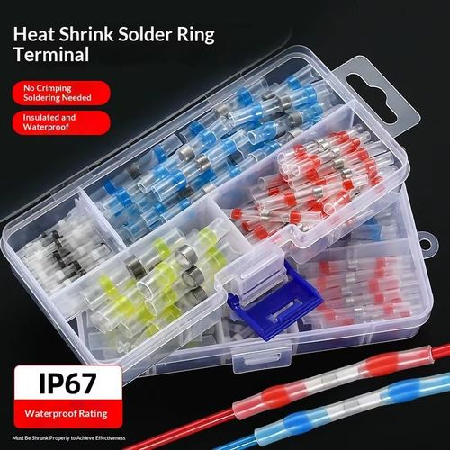 Heat-shrink solder connectors (pack of 50 or 100) – waterproof solder seal, heat-shrink butt connectors.