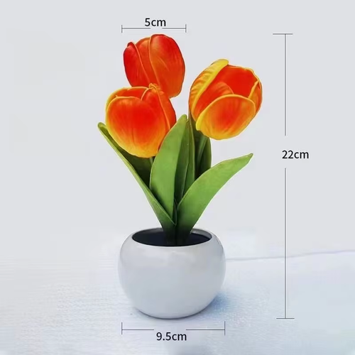 Tulip Table Lamp LED Bedside Lamp Simulation Flower Bouquet Bedroom Bedside Romantic Atmosphere Birthday Gift Home Decoration