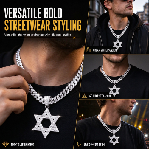Hexagram Pendant Necklace - Silver