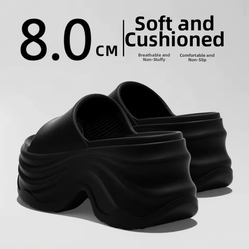 Increased Height Thick Heel Slippers  Sole Anti-Slip Women's Slippers Anti-odor Step Sensation EVA Cool Slippers