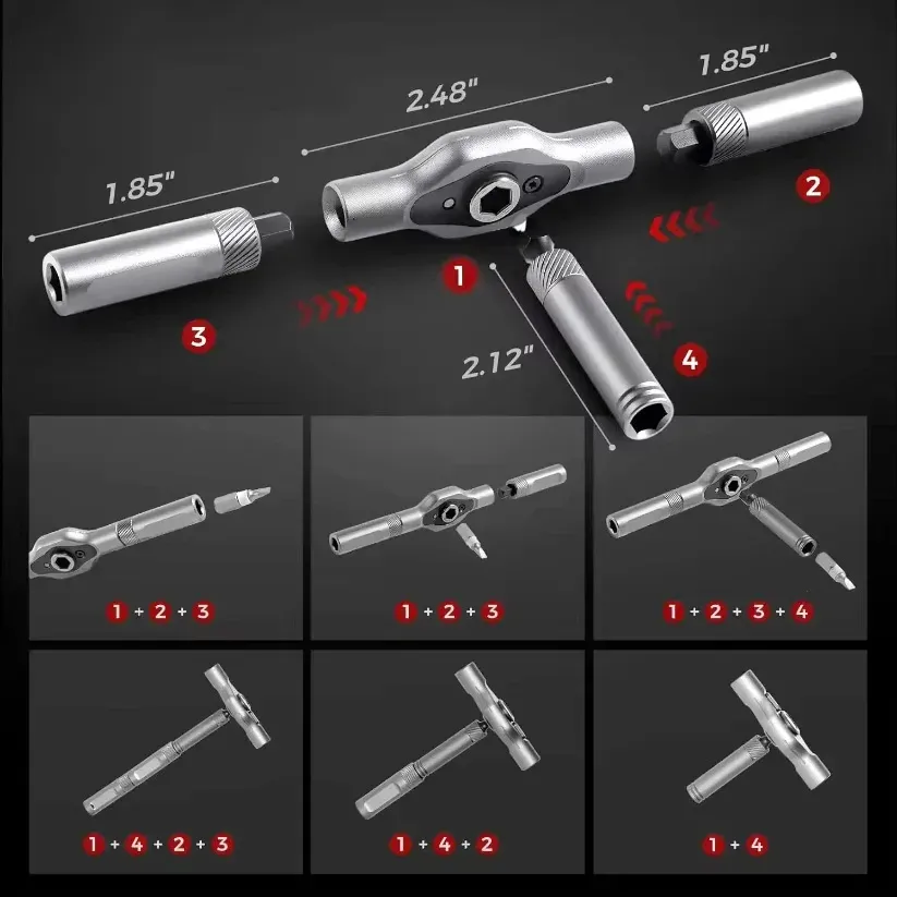 24in1 Multifunction Ratchet Screwdriver Set Multi Magnetic Bits Mini Repair Tool Kit Household Tool For PC & Desk Etc.