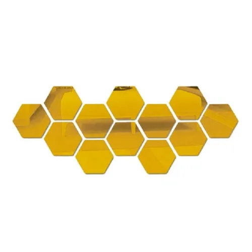 15pcs 3D Hexagon Mirror Wall Sticker Rose Gold DIY TV Background Living Room