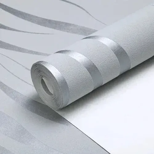 3pcs 53cm*1m Modern Luxury Geometry Wallpaper 3D Embossing Silver Grey Non-woven Wallpaper