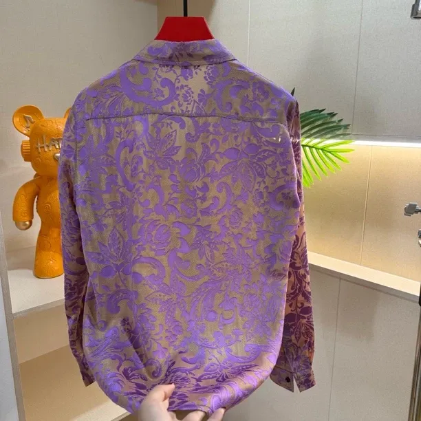 Men's Breathable Purple Business Shirt (Ice Silk Acetate Blend)