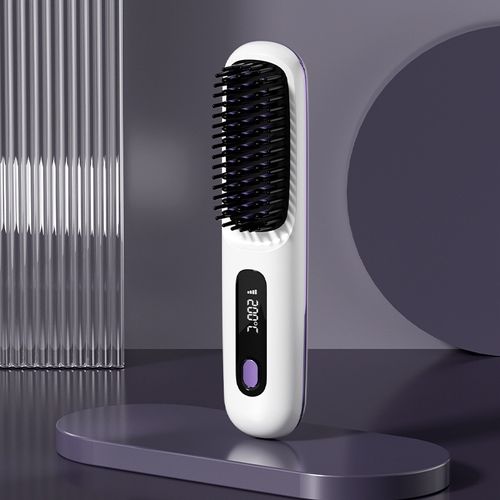 USB Charging Portable Hair Straightener Brush, Cordless Straightening Comb LED Display & Ceramic Coating, Ionic Technology