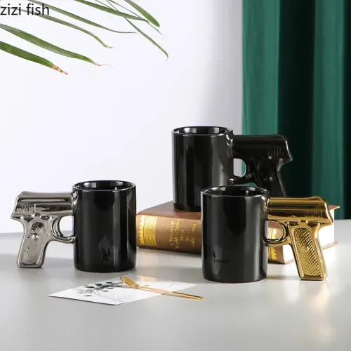 Creative Amazon Cross-Border Coffee Mug: Revolver-Style Ceramic Cup