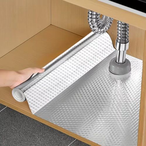 Oil Proof Kitchen wall stickers Self Adhesive Aluminum Foil Wall Stickers for Kitchen Countertop Drawer Cabinet Shelf ﻿