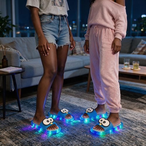 Fun LED-lit slippers (sandals with non-slip transparent soles)
