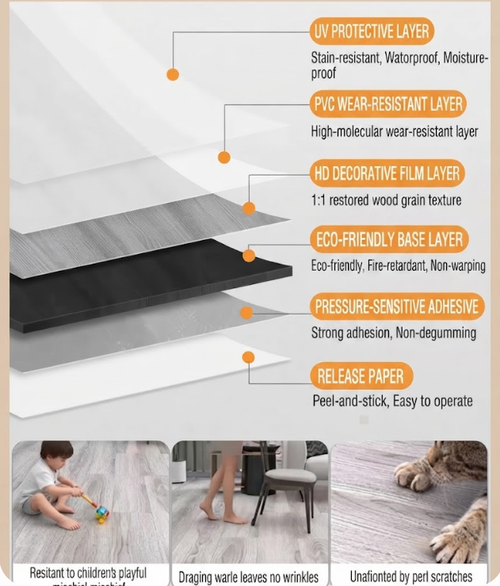 20 pcs 3D Self-adhesive floor sticker Thicken Wood Grain Floor Wallpaper 3d Wall Sticker