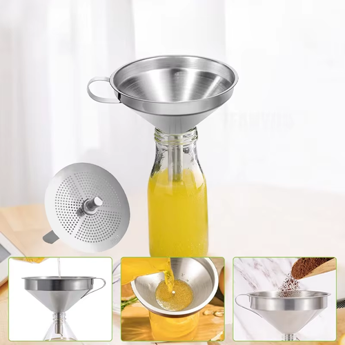 3-Piece Stainless Steel Funnel Set (includes a strainer to filter out oil residue)