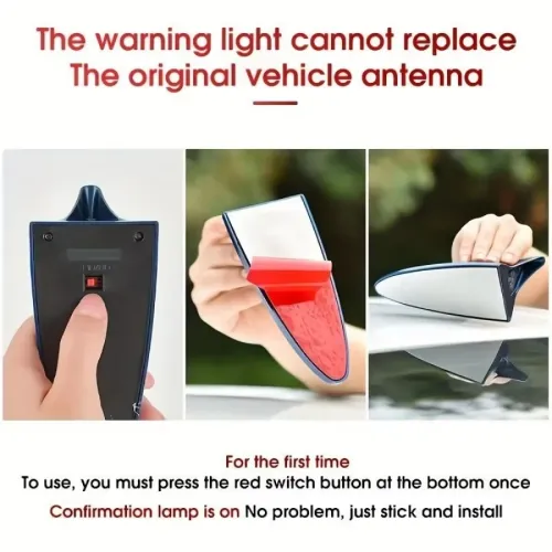 Car Roof Light Solar Flashing Auto Tail Lamp Waterproof LED Warning Strobe Light Shark Fin Shape Flashing Anti-Collision Lamp