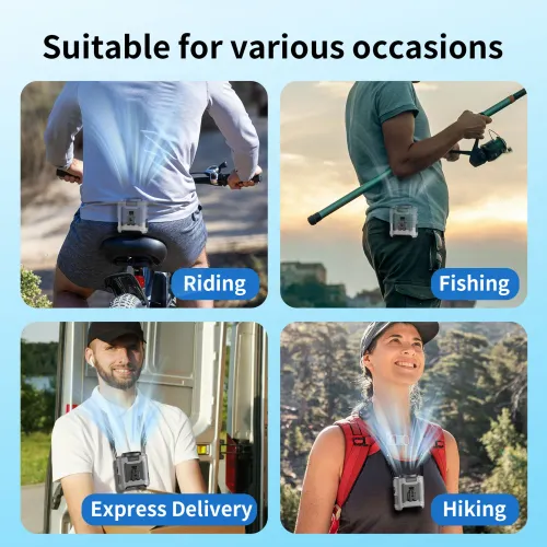 Portable Waist Fan Hanging Neck Fan 100 Speed Strong Wind with LED Lighting for Sports Courier Outdoor Working