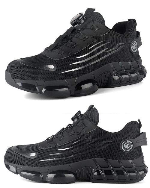 Rotating Button Safety Shoes Men Steel Toe Sneakers Air Cushion Work Shoes Protective Work Safety Boots Security Work Sneakers