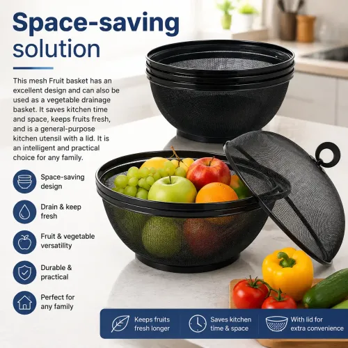 Kitchen Fruit Basket Vegetable Storage Basket Reusable Draining Fruit Bowl for Fruits Vegetables and Household Items Outdoor