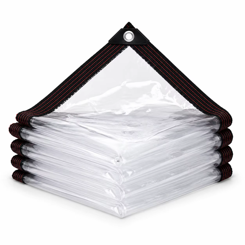 Clear Waterproof Tarp Transparent Poly Tarpaulin Anti Tear Cover with Rustproof Grommets for Patio Garden Chicken Coop