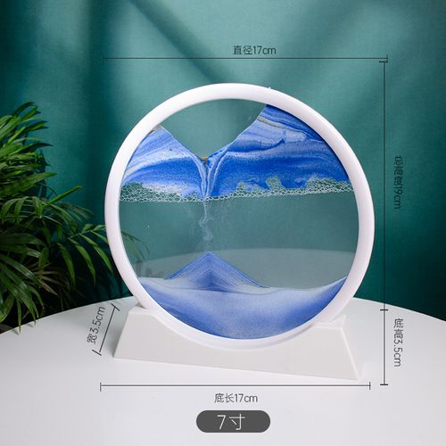 Moving Sand Art Picture Decor – 3D Deep Sea Sandscape Liquid Motion Round Glass Frame | Flowing Sand Art for Stress Relief | Artistic Desktop Decor for Home & Office