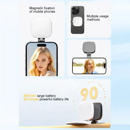 Magnetic Fill Light for Live Broadcast, Mobile Phone Ring Light, Mirror,Beauty Selfie Light,Compact Portable Light Black