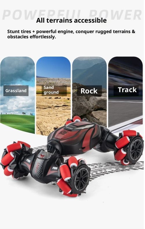 4WD Gesture Sensing RC Stunt Car, Remote Control Drift Racing Car with Spray & LED Lights, Hand Controlled High Speed Toy Vehicle, Birthday Gift for Boys Kids