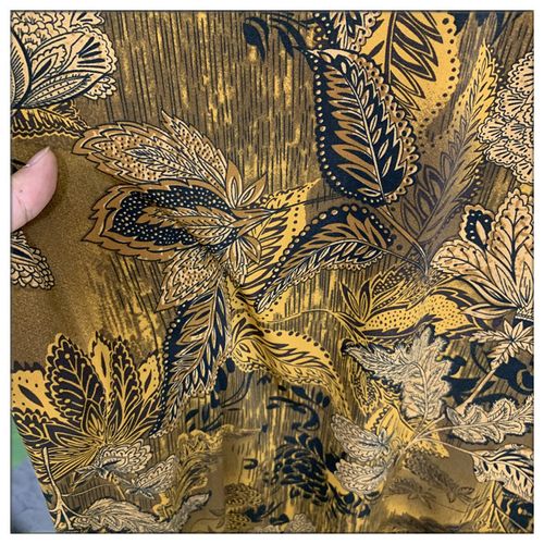 Metallic-thread leaf-print shirt