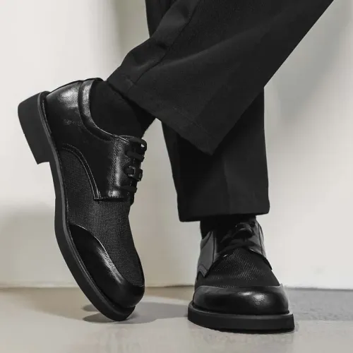 Fashion Men Leather Shoes Lace-Up Soft Formal Dress Shoes Comfortable Man Casual Shoes Men Business Shoes Handmade Work Footwear