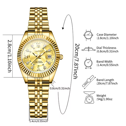 Luxury Men Watch TwoTone Stainless Steel 40mm Gold Circle Water Diamond Clock Fashion Business Men Gift Wristwatch
