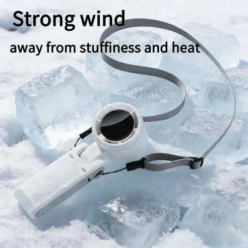 New Portable Electric Fan Creative High-power Display Screen Foldable Handheld Fan USB Rechargeable Hanging Turbo Fan