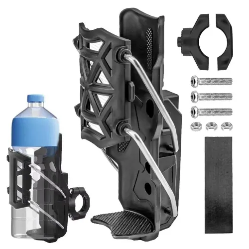 (1-Pack) 360-Degree Adjustable Handlebar Cup Holder Bottle Cage — Universal Mount for Electric Scooters, Bicycles, Motorcycles, MTB, Road Cycling, and ADV Bikes