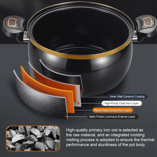 8L Ceramic Enamel Micro-Pressure Pot (28cm Large-Capacity Non-Stick Stew Pot)
