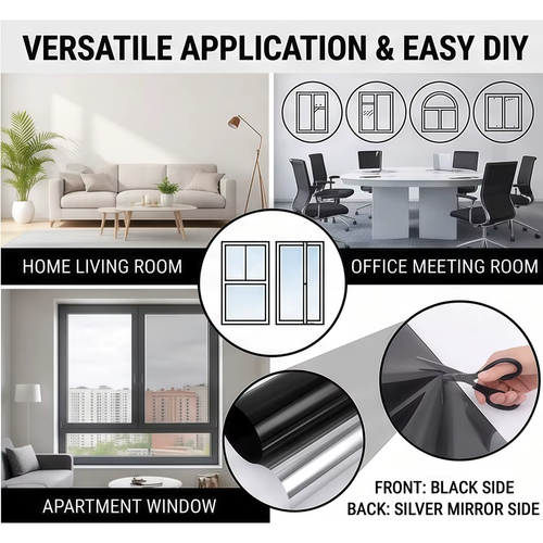 5pcs No Glue Static Cling Window Heat Insulation Film Sun Blocking Cooling Privacy Glass Sticker for Living Room Bedroom Balcony