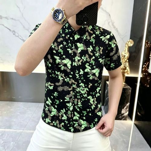 Featured Men's Trendy Short-Sleeve Ice Silk Shirt-Tee for Spring  Summer