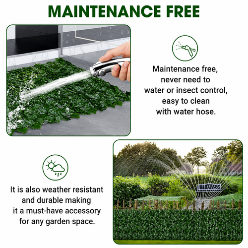 Artificial Ivy Hedge Green Leaf Fence Panels Faux Green Leaf Hedge Panel UV Protected for Garden Wall Balcony Patio Decor