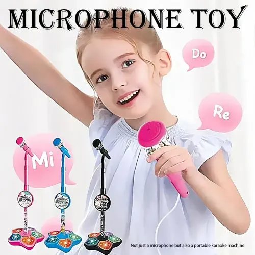 Kids Karaoke Microphone with Stand Educational Toy Brain-Training Music Gift for Boys Girls
