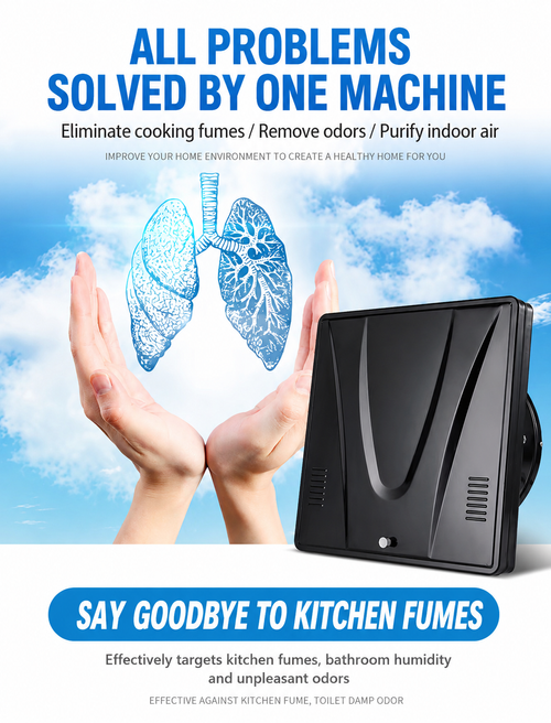 Flip Ventilation Fan Kitchen Fume Exhaust High Speed Household Air Extractor Ten Inch Wall Mount Window Type Electric Vent