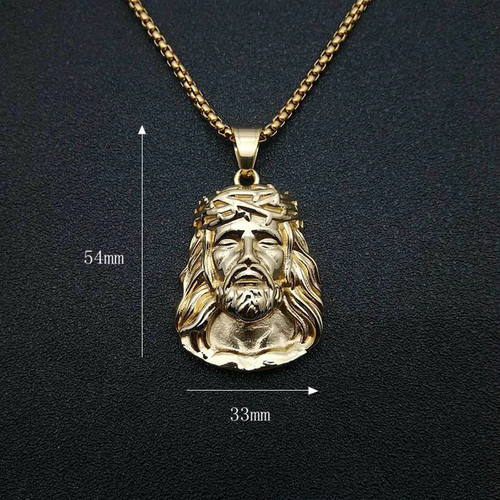 Jesus Face Pendant Necklace – Heavy Metal Hip Hop Chain for Men