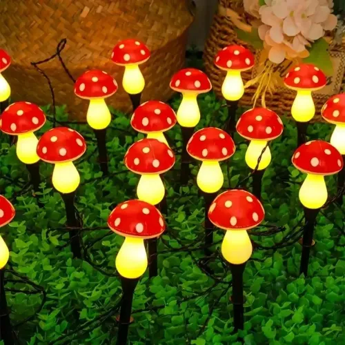 8-12-20LEDS Solar Mushroom Fairy Light Garden Outdoor Decor Waterproof Night Lamp Yard For Christmas Wedding Party Decoration