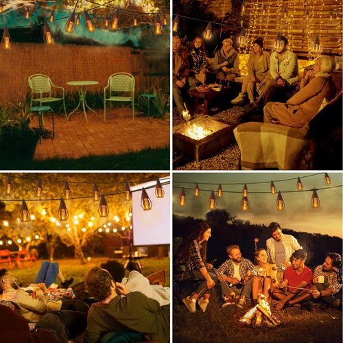 Solar Halloween Lights Outdoor String Lights with 10 Flickering Flame Bulb Waterproof Solar Powered LED Flame Lights for Decor