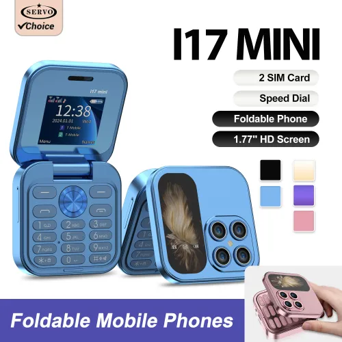 Hot Sale SERVO i17Mini 2G Small Flip Mobile Phone 2 SIM Speed Dial Magic Vioce MP3 Flashlight Mini Fold Cellphone FM Radio