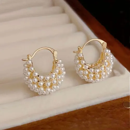 Light Luxury Niche Design Simulated-Pearl Earrings For Women's Temperament High-End And Versatile Ear Buckle