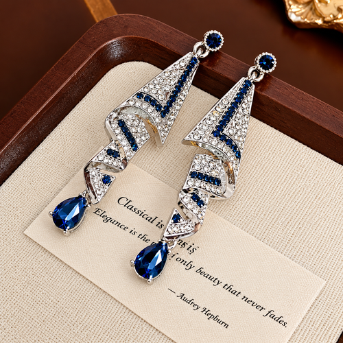 Teardrop Diamond-Accented Drop Earrings