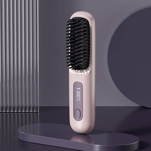 USB Charging Portable Hair Straightener Brush, Cordless Straightening Comb LED Display & Ceramic Coating, Ionic Technology