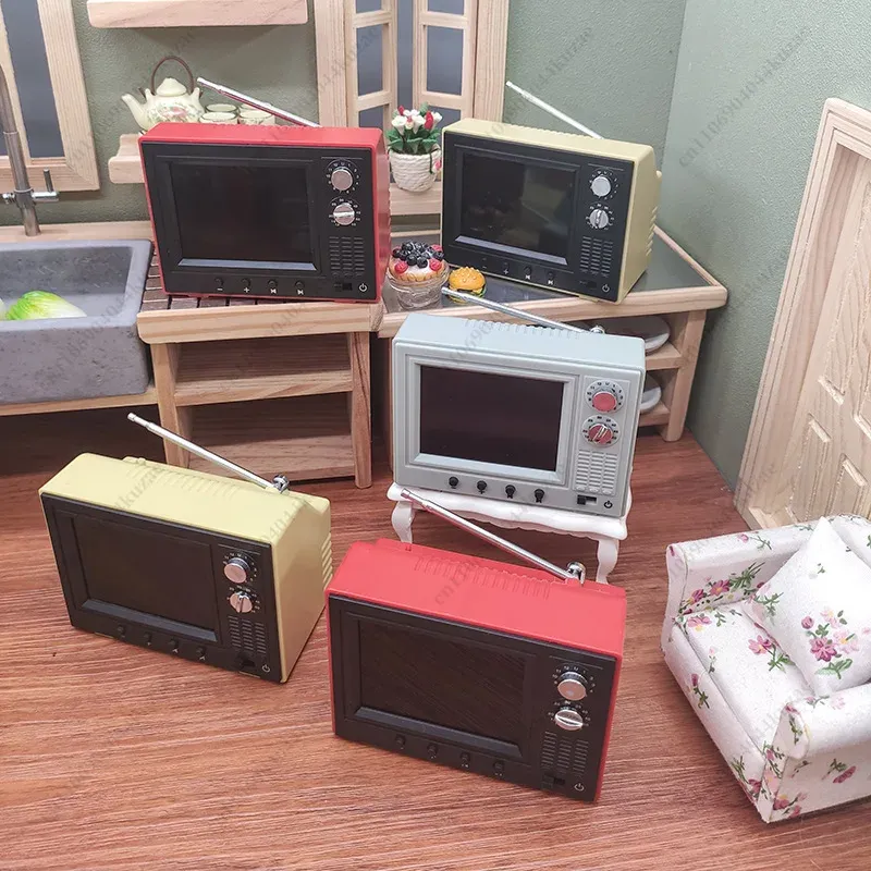 Interactive 1:12 scale miniature dollhouse TV with video playback