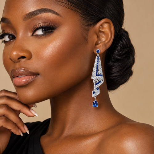 Teardrop Diamond-Accented Drop Earrings