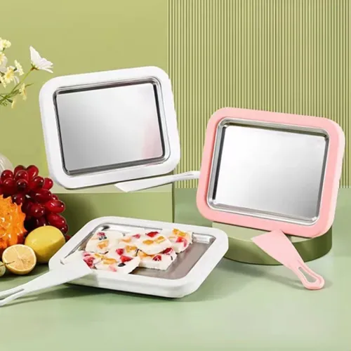 Pink Square Fried Yogurt Machine Kisd Ice Cream Roll Making Tool Mini Yogurt Roll Ice Cream Machine