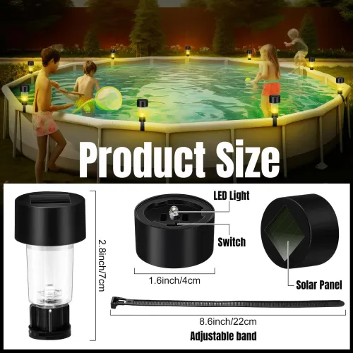 6Pcs Solar Led Pool Light Frame on The Ground for Swimming Pool Outdoor Pool Wall Fence Decorative Accessories Led Solar Lamp