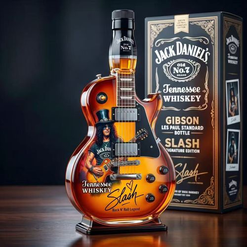 🎁 Fathers Day 👨‍🎤🤘Appetite for Rock: Vintage Sunburst Guitar Figurine Spirit Bottle🎸✨