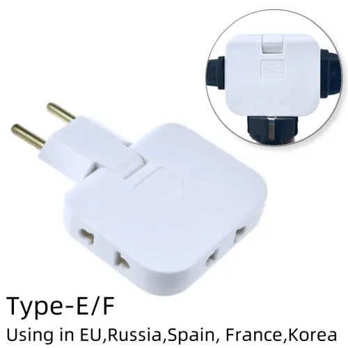 3pcs EU Plug 3 AC Outlet Power Strip Multiprise 1 Convert 3 Extension Electrical Socket 180° Rotating Fulfillment Socket AC Adapter