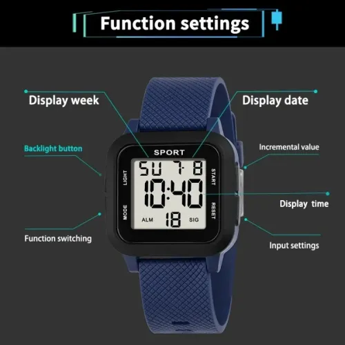 2026 New Waterproof Luminous Digital Sports Watch